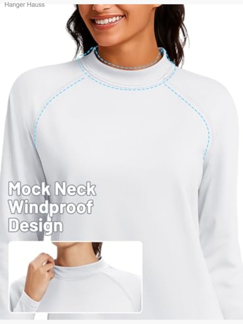 Long Sleeve Thermal Mock Turtleneck Fleece Base Layer Athletic Top - Picture 4 of 7